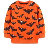MUJOQE Felpa in cotone per bambini, calda a maniche lunghe, da 1 a 7 anni, Pipistrello arancione, 104 cm
