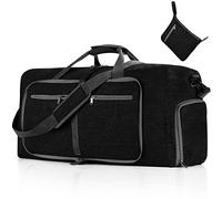 Muka Bagaglio da palestra pieghevole con scomparto per scarpe, grigio di grande capacità, borsone da viaggio per fitness, weekender, borsa da notte, regalo per agenzia di viaggi, Nero , Taglia unica