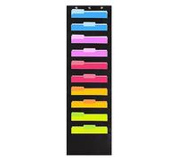 MUKA Cartella portadocumenti da appendere alla parete 10 tasche con 3 ganci a cascata, Tabella tascabile per scuola, casa o ufficio (nero)