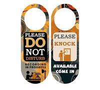 MUKA Cartello con scritta in inglese "Do Not Disturb Recording in Progress Door Sign Available Come in Please Knock", in PVC, 21 x 8,2 cm