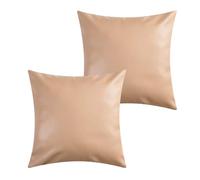 Muka Confezione da 2 Federe per Cuscini in Ecopelle, Fodera per Cuscino Decorativa per Schienale del Divano in Pelle Cucita a Mano-Tan- 18"x18"