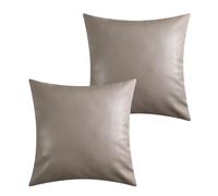 Muka Confezione da 2 Federe per Cuscini in Ecopelle, Fodera per Cuscino Decorativa per Schienale del Divano in Pelle Cucita a Mano-Grigio- 18"x18"