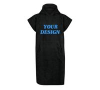 Muka Personalizzato Fasciatoio Assorbente Terry Surf Poncho Unisex Senza Maniche Asciugamano con Cappuccio per Surf Nuoto - Nero