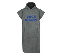Muka Personalizzato Fasciatoio Assorbente Terry Surf Poncho Unisex Senza Maniche Asciugamano con Cappuccio per Surf Nuoto - Grigio