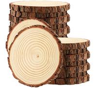 MUKCHAP 20 dischi rotondi in legno da 9-10 cm, dischi di corteccia di albero, dischi legno senza buco, cerchi in legno non finiti per artigianato, decorazioni per matrimoni, progetti fai da te