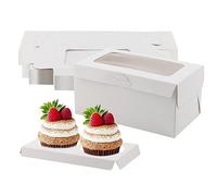 MUKCHAP 30 scatole bianche per cupcake con 2 fori, porta cupcake con finestrelle, piccole Inserti scatole per muffin e biscotti