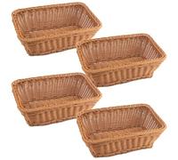 MUKCHAP 4 cestini intrecciati in finto rattan, 30 x 20 x 10 cm, rettangolari in vimini sintetico, cestini da portata per frutta, pane, verdura