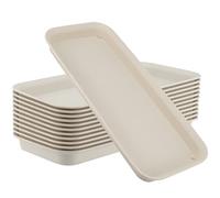 MUKCHAP Confezione da 12 piattini rettangolari in plastica per piante da 15,5 x 15,7 x 1,2 cm, per interni ed esterni, fioriere, per contenere gocce d'acqua e terreno, bianco sporco