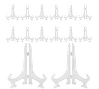 MUKCHAP Confezione da 14 espositori per piatti da 20 cm, supporto in plastica, trasparente plastica cavalletto, supporto pieghevole per piatti per posizionare cornici, segnaposto, menu