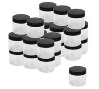 MUKCHAP Confezione da 30 barattoli rotondi in plastica trasparente da 150 ml con nera coperchi a vite, contenitori vuoti per slime, noci, artigianato e produzione di melma