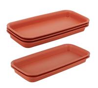 MUKCHAP Confezione da 5 sottovasi rettangolari in plastica, 30,5 x 13,8 x 2,4 cm, sottovaso rettangolare, sottovasi rettangolari piccoli per vasi piccoli, rosso mattone