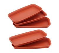 MUKCHAP Confezione da 5 vassoi rettangolari per Piante da 21,8 x 8,8 x 2 cm, in plastica, Colore Rosso Mattone, sottovasi plastica rettangolari per fioriere, Dimensioni Superiori 24 x 11 cm