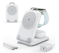 Mukiya Mag Safe - Caricatore senza fili per dispositivi Apple, 3 in 1, pieghevole, compatibile con iPhone 17, 16, 15, 14, 13, 12, serie, Apple Watch Series e Air Pods 4, 3, 2 Pro