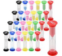 MUKSEUT Set di 24 timer a sabbia in 6 colori, 30 sec/1 min/2 min/3 min/5 min/10 minuti, piccolo timer visivo, clessidra per casa, ufficio, esercizio fisico