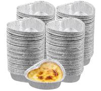MUKSUET Confezione da 200 pirottini in alluminio a forma di cuore, usa e getta, da 9,2 cm, piccole teglie per dolci, torte, pukka, cottura al forno, quiche