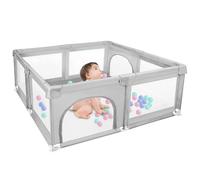 MUL-BOUTIQUE Parco Bebe modulare, 120 x 120 cm, parco bambini pieghevole, grande parco per bambini con porta con cerniera (grigio chiaro)