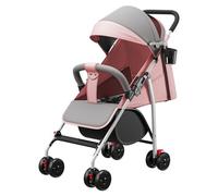 MUL-BOUTIQUE Passeggino canna compatta, 0-4 anni (30kg max), leggero (4,8 kg), passeggino canna bebe comfort, pieghevole compatto e inclinabile, con cotone, porta bicchieri, parasole (rosa)
