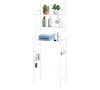 MUL-BOUTIQUE Scaffale portaoggetti per bagno, supporto sopra il WC, 3 livelli, 165 x 55 x 26 cm, in metallo bianco, design ad arco (bianco - B)