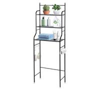 MUL-BOUTIQUE Scaffale portaoggetti per bagno, supporto sopra il WC, 3 livelli, 165 x 55 x 26 cm, metallo nero, design ad arco (nero - B)