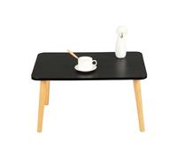 MUL-BOUTIQUE Tavolino da caffè, piano in cartone, gambe in legno, angoli arrotondati, stile moderno (60 x 40 x 32 cm, nero)