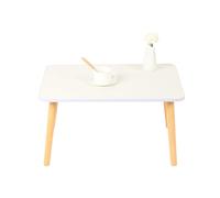 MUL-BOUTIQUE Tavolino da caffè, piano in cartone, gambe in legno, angoli arrotondati, stile moderno (60 x 40 x 32 cm, bianco)