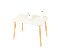 MUL-BOUTIQUE Tavolino da caffè, piano in cartone, gambe in legno, angoli arrotondati, stile moderno (60 x 40 x 40 cm, bianco)