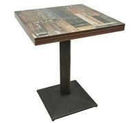 MUL-BOUTIQUE Tavolo da pranzo a forma quadrata, tavolo quadrato in stile industriale, 60 x 60 x 75 cm, gambe in ferro e piano in legno, per sala da pranzo cucina soggiorno (pavimento floreale retrò)