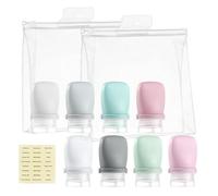 Mulaibdin 8 Pz Contenitori da Viaggio per Liquidi, Kit Viaggio Liquidi Silicone, Boccette da Viaggio 30 ml, Flaconi da Viaggio con Etichette, Bottiglie Vuote da Viaggio per Shampoo,Lozione,Cosmetici