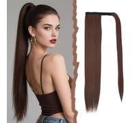 Mulaibdin Coda Capelli Extension Lisci, Code Finte per Capelli Marron Moyen, Capelli Finti Donna Coda, Extension Capelli Lunghi 60cm, Coda di Cavallo Extensions