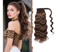 Mulaibdin Coda Capelli Extension Ricci, Code Finte per Capelli Mossi Marron Moyen, Capelli Finti Donna Coda, Extension Capelli Lunghi 50cm, Coda di Cavallo Extensions