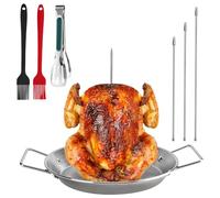 Mulaibdin Spiedino per kebab e spiedini verticali, piastra per kebab e spiedini, piastra per spiedini per barbecue, giroscopi, con 3 punte rimovibili, 2 spazzole, 1 pinza per pollo, salsiccia, pesce