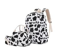MULAIDI Zaino scolastico con stampa di mucche con portapranzo multi tasca borsa per la scuola carino zaino per studenti per ragazze adolescenti zaino con borsa per il pranzo per ragazzi 4-6, Come