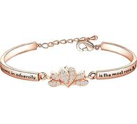 Mulan Jewelry Braccialetto charm con fiore, che sboccia nelle avversità, è il più raro e bello di tutti i braccialetti delle principesse, 2 pollici, strass