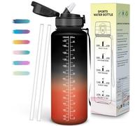 Mulbijeo Borraccia 1,5 Litri, A Prova di Perdita & Portatile, Borraccia con Cannuccia, Borracce, Riutilizzabile, Borracce Motivazionale per Scuola, Palestra, Campeggio, Ciclismo, Yoga