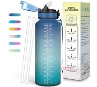 Mulbijeo Borraccia 1,5 Litri, A Prova di Perdita & Portatile, Borraccia con Cannuccia, Borracce, Riutilizzabile, Borracce Motivazionale per Scuola, Palestra, Campeggio, Ciclismo, Yoga