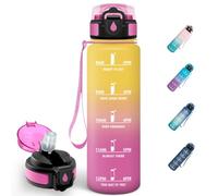 Mulbijeo Borraccia 1000ML, Senza BPA & A Prova di Perdita, Borracce con Cannuccia, Reutilizables, Bottiglia, Design Impermeabile, Borracce Motivazionale per Gite scolastiche