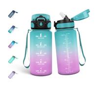 Mulbijeo Borraccia 500ML, Libre de BPA & A Prova di Perdita, Borraccia con Cannuccia, Reutilizables, Cantimplora Motivazionale, Cantimplora Palestra per Scuola, Verde chiaro - Rosa chiaro