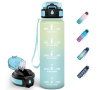 Mulbijeo Borraccia, Senza BPA & A Prova di Perdita, Borracce con Cannuccia, Reutilizables, Bottiglia 1L, Design Impermeabile, Borracce Motivazionale per Campeggio