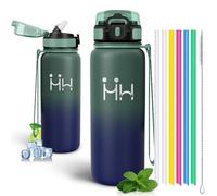 Mulbijeo Borraccia Termica 750ml, Acciaio Inox Borracce Termiche, Riutilizzabile, A Prova di Perdite Bottiglia Acqua, per Fitness, Gym, Viaggio, Verde Scuro & Blu Scuro