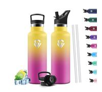 Mulbijeo Borraccia Termica Bambini 500 ML, 18/8 Acciaio Inox, Bottiglia Termica, Senza BPA, Borracce, Sottovuoto a Doppia Parete, Borraccie Termiche con Cannuccia, Termos per Scuola, Sport, Outdoor