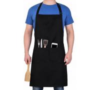 Mulbijeo Grembiule Cucina Uomo e Donna, Grembiuli da Cucina, Impermeabile e Regolabile con 3 Tasche, Grembiule Barbecue per Grigliare, Cuocere al Forno, BBQ, Ristorante, Artigianato,Nero
