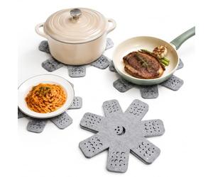 Mulbijeo Sottopentole In Feltro - Design Stelle & Luna - 5 Pezzi - Proteggi Piano Cottura & Mobili Da Calore E Graffi - Feltro Spesso Antiscivolo Per Pentole, Padelle & Stoviglie In Cucina