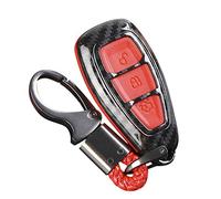 Mulcort Tasto Remoto in Fibra di Carbonio FOB Caso FOB Copertina di Voce Senza Chiave Copertina Compatibile con C-Max Snap su Nessuna Colla Necessaria 3 Pulsanti Nero Blu Rosso (Rosso)