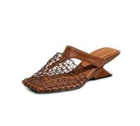 Mule Intrecciate Infradito Donna, Cinturino Solido, Piccolo Tacco a Zeppa