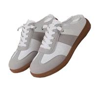 Mule - Scarpe da ginnastica da donna, senza schienale, comode, con punta arrotondata, traspiranti, piatte, per l'estate, casual, per passeggiate d'affari, grigio, 39.5 EU