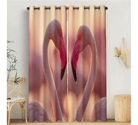MULERN Animale Fantastico Tende a Pannello 2 Pannelli con Occhielli, Cuore Di Fenicottero, Oscuranti Trattamento della Finestra per Camera da Letto, Tende cameretta bambini 140L x 200A cm, Rosa