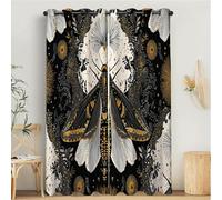 MULERN Arte Tradizionale Tende a Pannello 2 Pannelli con Occhielli, Sfinge, Oscuranti Trattamento della Finestra per Camera da Letto, Tende cameretta bambini 140L x 200A cm, Oro nero
