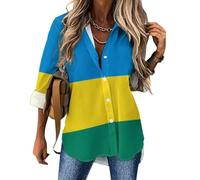 MULERN Camicia a Maniche Lunghe da Donna con Bandiera Rwanda