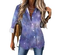 MULERN Camicia a Maniche Lunghe da Donna con Nebulosa