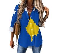 MULERN Camicia con Colletto e Bandiera Kosovo